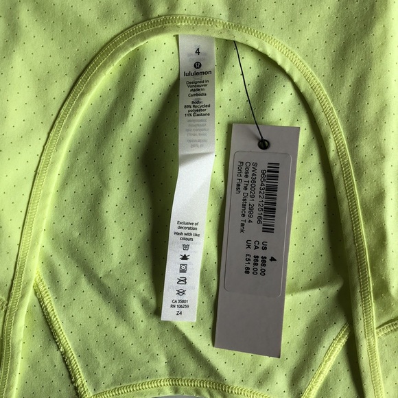 NWT lululemon X soul cycle close the distance tank color florid flash sz 4 - Picture 3 of 6